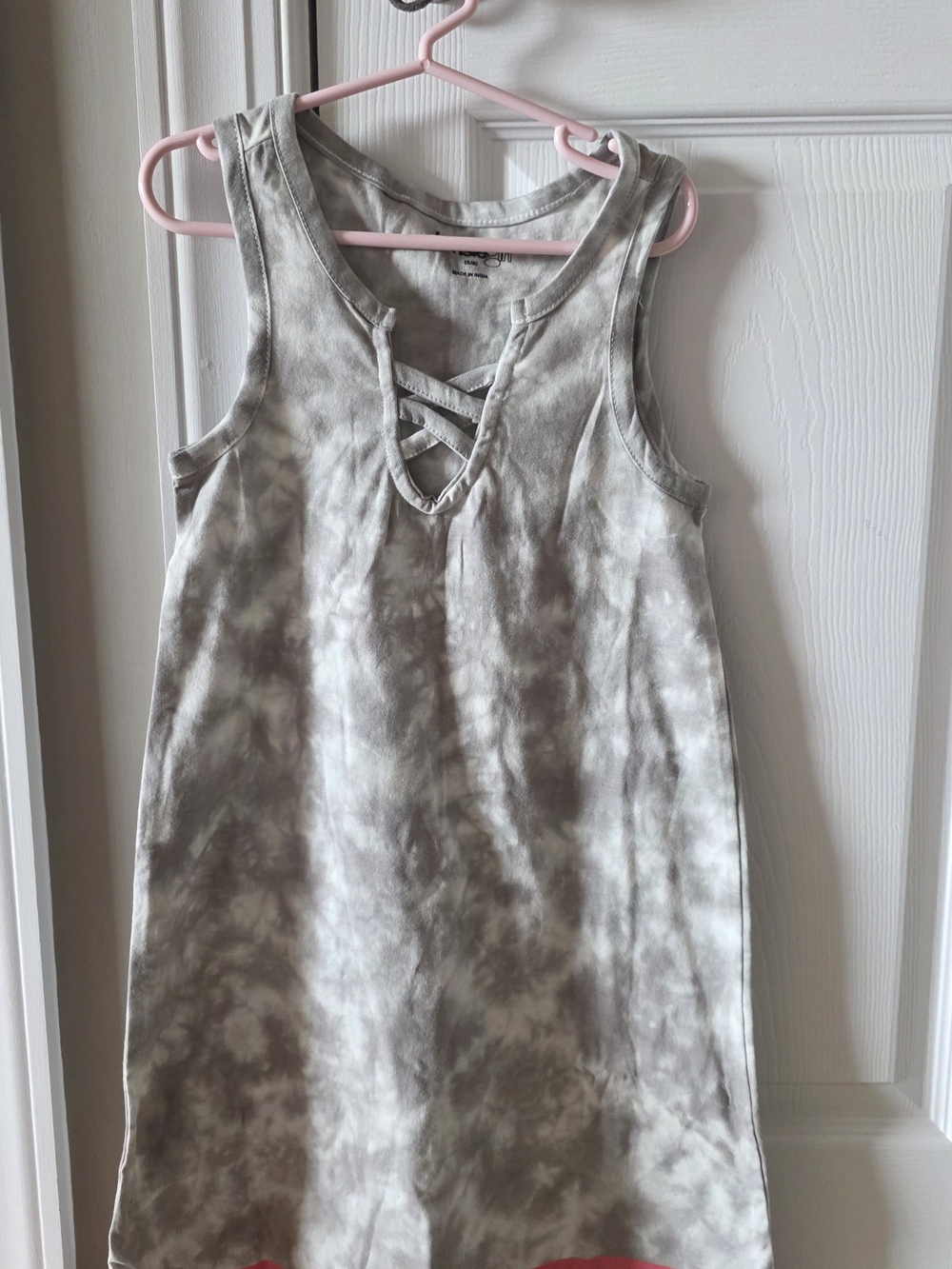 Kensie Girl Gray Tie-Dye Crisscross Tank Dress